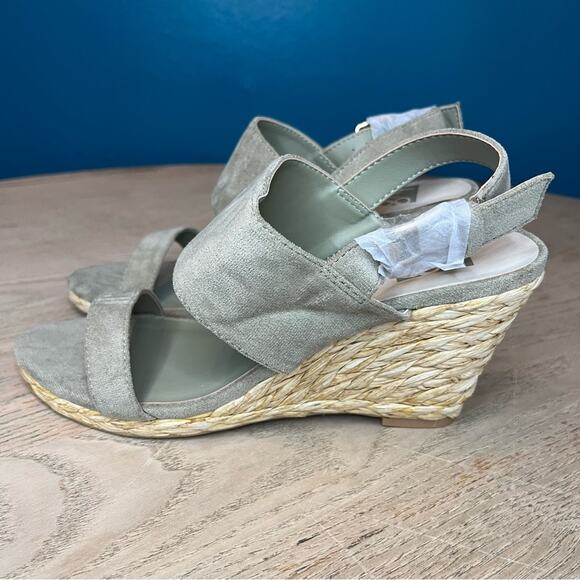 New! DV by Dolce Vita Praiya Faux Suede Espadrille Wedge Sandals Olive Women’s 7 - Picture 4 of 11